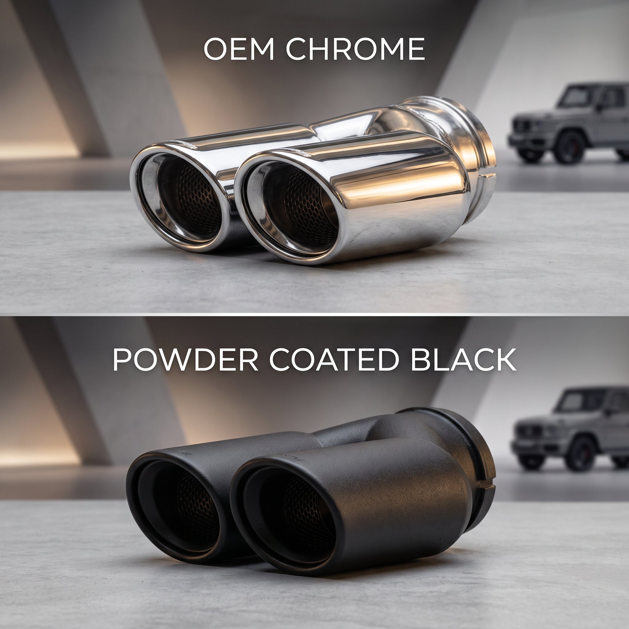 Mercedes-Benz G-Class Custom High-Temp Exhaust Tip Powder Coating