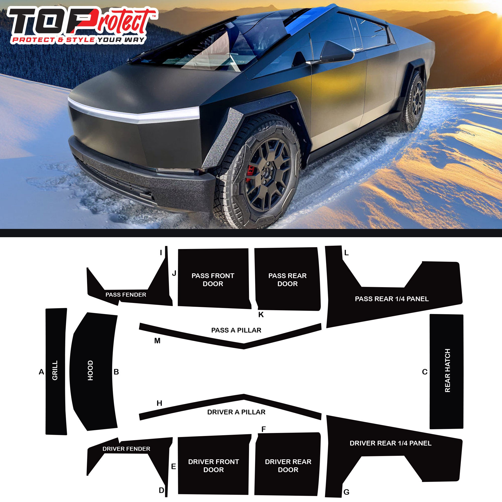 Cybertruck Full Body Color Change Paint Protection Film PPF DIY Kit